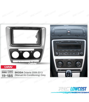 MARCO GRIS RADIO 2-DIN PARA SKODA OCTAVIA 08-13 CON AIRE ACONDICIONADO MANUAL