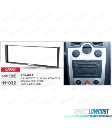MARCO NEGRO RADIO 1-DIN PARA RENAULT CLIO MODUS MEGANE SCENIC