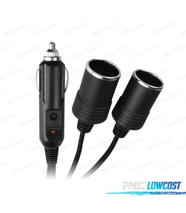 ADPTADOR MECHERO COCHE 12V 2 ENTRADAS Y CABLE 28CM