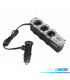 ADAPTADOR MECHERO COCHE 12V 3 ENTRADAS + USB