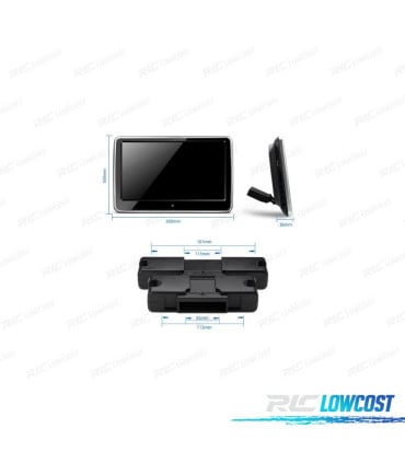 PANTALLA TÁCTIL DE 10,1" HD CON HDMI DVD ALTAVOCES Y SOPORTE REPOSACABEZAS