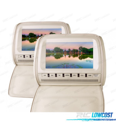 PAREJA DE REPOSACABEZAS DVD CON PANTALLA 9 COLOR BEIGE