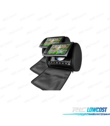 PAREJA DE REPOSACABEZAS DVD CON PANTALLA 9 COLOR NEGRO