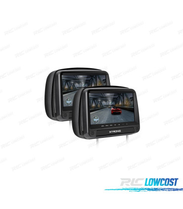 PAREJA DE REPOSACABEZAS DVD CON PANTALLA 9" TÁCTIL HD COLOR NEGRO Y HDMI