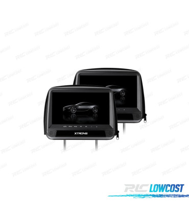 PAREJA DE REPOSACABEZAS DVD CON PANTALLA 9" TÁCTIL HD COLOR NEGRO Y HDMI