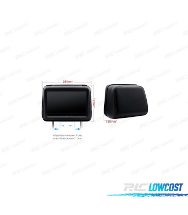 PAREJA DE REPOSACABEZAS CON DVD Y HDMI LCD 10,1 1080P TÁCTIL