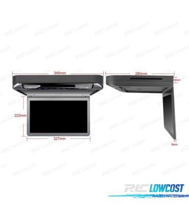 PANTALLA TECHO HD 1080P XTRONS 13,3" CON LUZ DVD HDMI SD USB Y ALTAVOCES