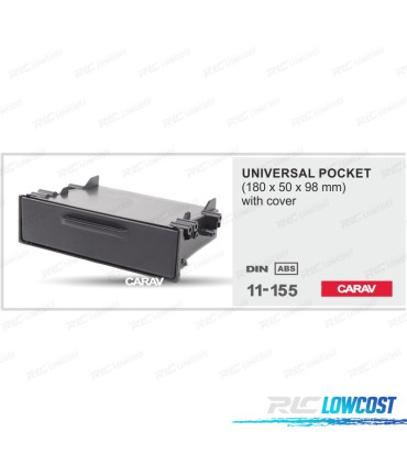 CAJA ALMACENAMIENTO RADIO 1-DIN UNIVERSAL 180*50*98 MM CON TAPA