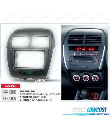 MARCO NEGRO CON PCB RADIO 2-DIN PARA CITROEN C4 MITSUBISHI ASX RVR OUTLANDER SPORT PEUGEOT 4008