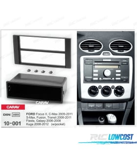MARCO NEGRO RADIO 1-DIN PARA FORD FOCUS C-MAX S-MAX FUSION TRANSIT FIESTA GALAXY KUGA CON HUECO