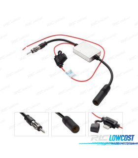 AMPLIFICADOR SEÑAL RADIO FM CONECTOR UNIVERSAL 12V 24V