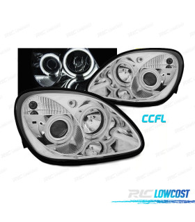 FAROS PARA MERCEDES CLASE SLK R170 96-04 OJOS ANGEL CCFL FONDO CROMO