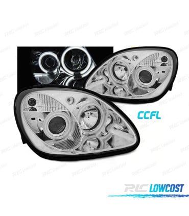 FAROS PARA MERCEDES CLASE SLK R170 96-04 OJOS ANGEL CCFL FONDO CROMO