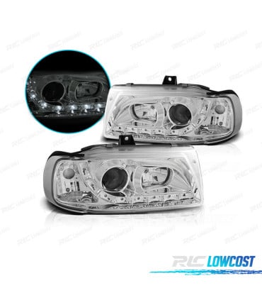 FAROS PARA SEAT IBIZA Y CORDOBA 6K 93-99 LUZ DIURNA DE LED FONDO CROMO