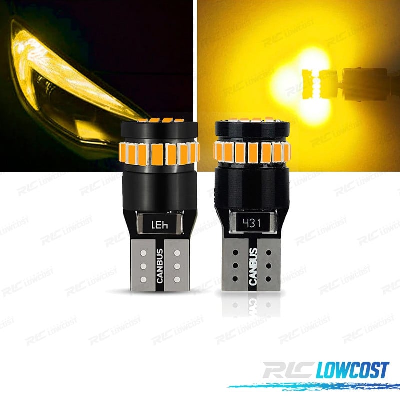 2 BOMBILLAS NARANJA INTERMITENTE LED W5W T10