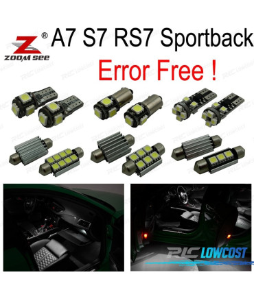 KIT 18 BOMBILLAS LED INTERIOR AUDI A7 S7 RS7 SPORTBACK 2012 +