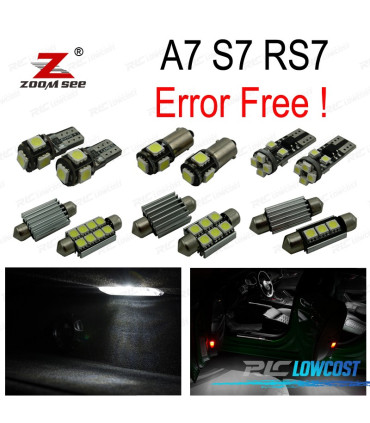 KIT 16 BOMBILLAS LED INTERIOR PARA AUDI A7 S7 RS7 C7 QUATTRO 2011-2017