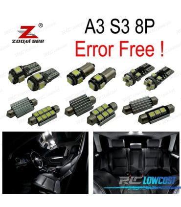 KIT 20 BOMBILLAS LED INTERIOR 2003-2013 PARA AUDI A3 S3 8 P 3 PUERTA Y 5 PUERTA SPORTBACK