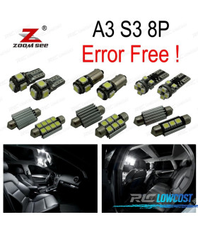KIT 16 BOMBILLAS LED INTERIOR AUDI A3 S3 8 P 2006 -2013