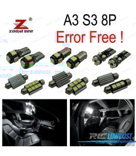 KIT 16 BOMBILLAS LED INTERIOR PARA AUDI A3 S3 8 P 2006 -2013