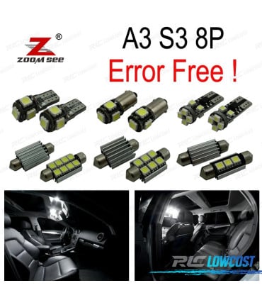 KIT 16 BOMBILLAS LED INTERIOR AUDI A3 S3 8 P 2006 -2013