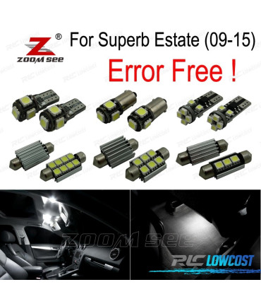 KIT 22 BOMBILLAS LED INTERIOR PARA SKODA OCTAVIA MK 2 MKII BIENES 3T5 2009-2015