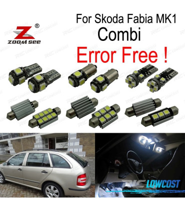 KIT 17 BOMBILLAS LED INTERIOR PARA SKODA FABIA 1 MK1 MKI COMBI WAGON RAÍCES 1999-2007
