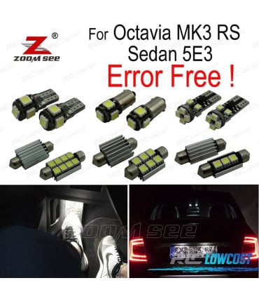 KIT 16 BOMBILLAS LED INTERIOR PARA SKODA OCTAVIA 3 MK3 SALÓN MKIII 5E3 SEDÁN RS 2013 +