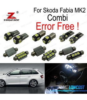 KIT 17 BOMBILLAS LED INTERIOR SKODA FABIA 2 MK2 MK II COMBI ESTATE WAGON 08-14