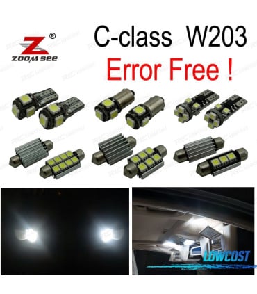 KIT 17 BOMBILLAS LED INTERIOR PARA MERCEDES CLASE C W203 C180 C200 C220 C230 C240 C280 C320 C32 AMG C55 00-07