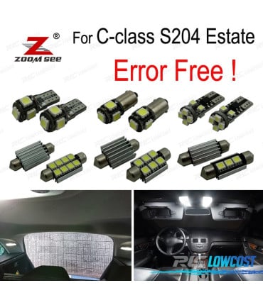 KIT 19 BOMBILLAS LED INTERIOR MERCEDES CLASE C S204 C180 C220 C230 C250 C280 C300 C320 C350 C63 AMG