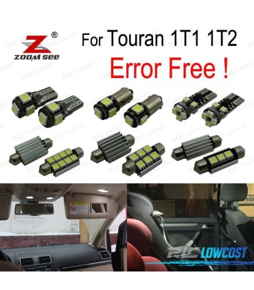KIT 18 BOMBILLAS LED INTERIOR PARA VOLKSWAGEN VW VOLKSWAGEN VW TOURAN 1T1 1T2 2003-2010