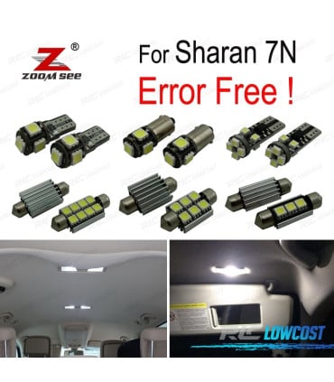 KIT 17 BOMBILLAS LED INTERIOR PARA VOLKSWAGEN VW SHARAN 7N 2011-2018