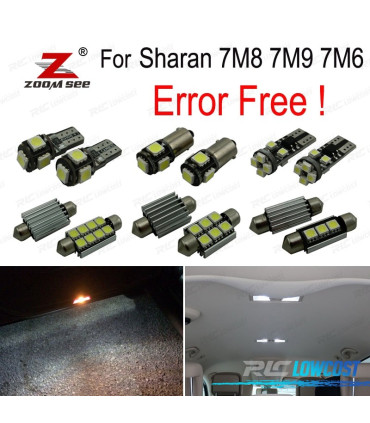 KIT 21 BOMBILLAS LED INTERIOR PARA VOLKSWAGEN VW SHARAN 7 M 8 7M9 7M6 1995-2000