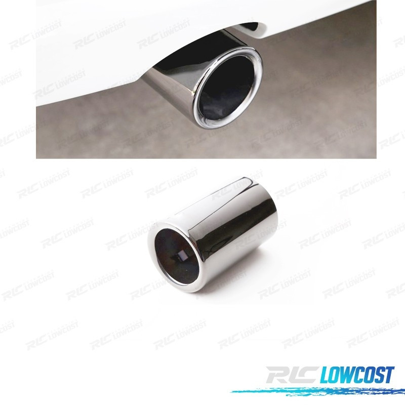 Tubo De Escape Del Coche, Cromo Acero Inoxidable, Acero Inoxidable Acero Inoxidable Universal Tubo De Escape Recto Tr Higoodz Accesorio De Coche