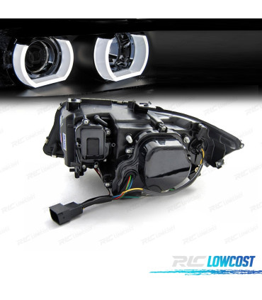 FAROS BMW E90 E91 05-08 OJOS ANGEL 3D FONDO NEGRO
