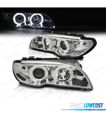FAROS BMW E46 COUPE 03-06 XENON OJOS ANGEL CCFL FONDO CROMADO