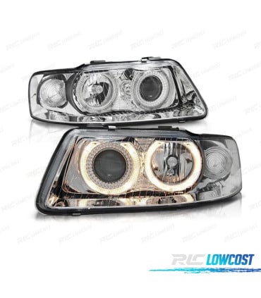 FAROS AUDI A3 8L 00-03 OJOS ANGEL FONDO CROMO