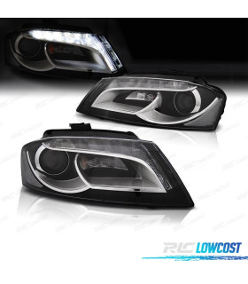 FAROS AUDI A3 8P 08-12 TRU DRL FONDO NEGRO