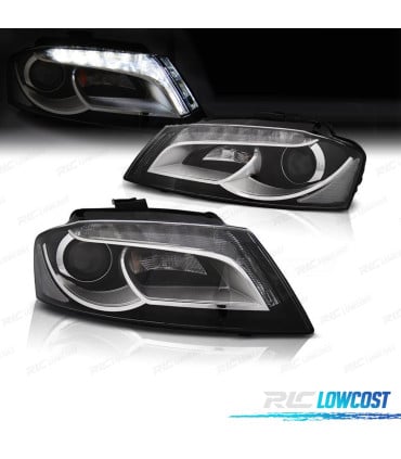 FAROS PARA AUDI A3 8P 08-12 TRU DRL FONDO NEGRO
