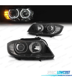 FAROS BMW E90 E91 08-12 OJOS ANGEL INTERMITENTE LED FONDO NEGRO