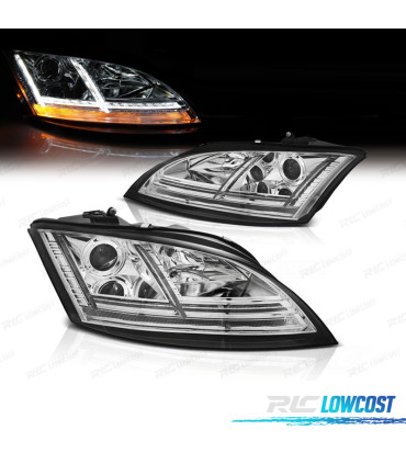 FAROS LUZ DIURNA LED DINAMICOS AUDI TT 8J 06-10 FONDO CROMO