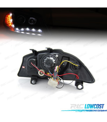 FAROS SEAT IBIZA 6L 02-08 LUZ DIURNA Y INTERMITENTE LED FONDO NEGRO