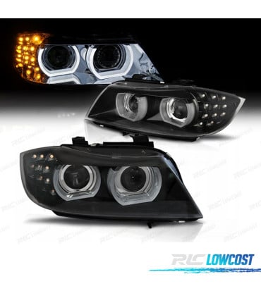 FAROS XENON OJOS ANGEL 3D BMW E90 E91 08-12 FONDO NEGRO