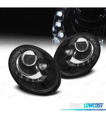 FAROS VOLKSWAGEN VW BEETLE 06-12 LUZ DIURNA FONDO NEGRO