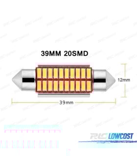 BOMBILLA LED 5W C10W SUPER BRILLANTE 4014 SMD CANBUS 39MM