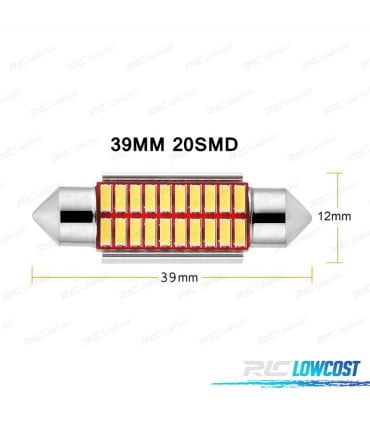 BOMBILLA LED 5W C10W SUPER BRILLANTE 4014 SMD CANBUS 39MM