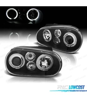 FAROS VOLKSWAGEN VW GOLF IV MK4 97-03 OJOS ANGEL LED LOOK R32 FONDO NEGRO