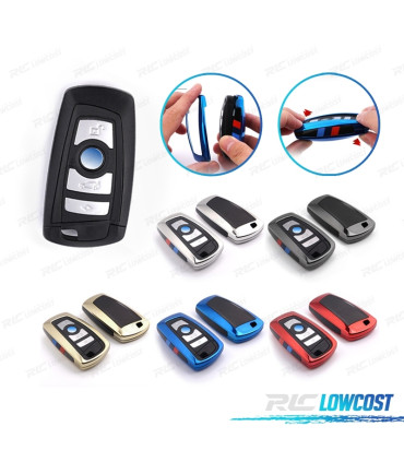 FUNDA CARCASA LLAVE BMW CUADRADA CROMO Y NEGRO