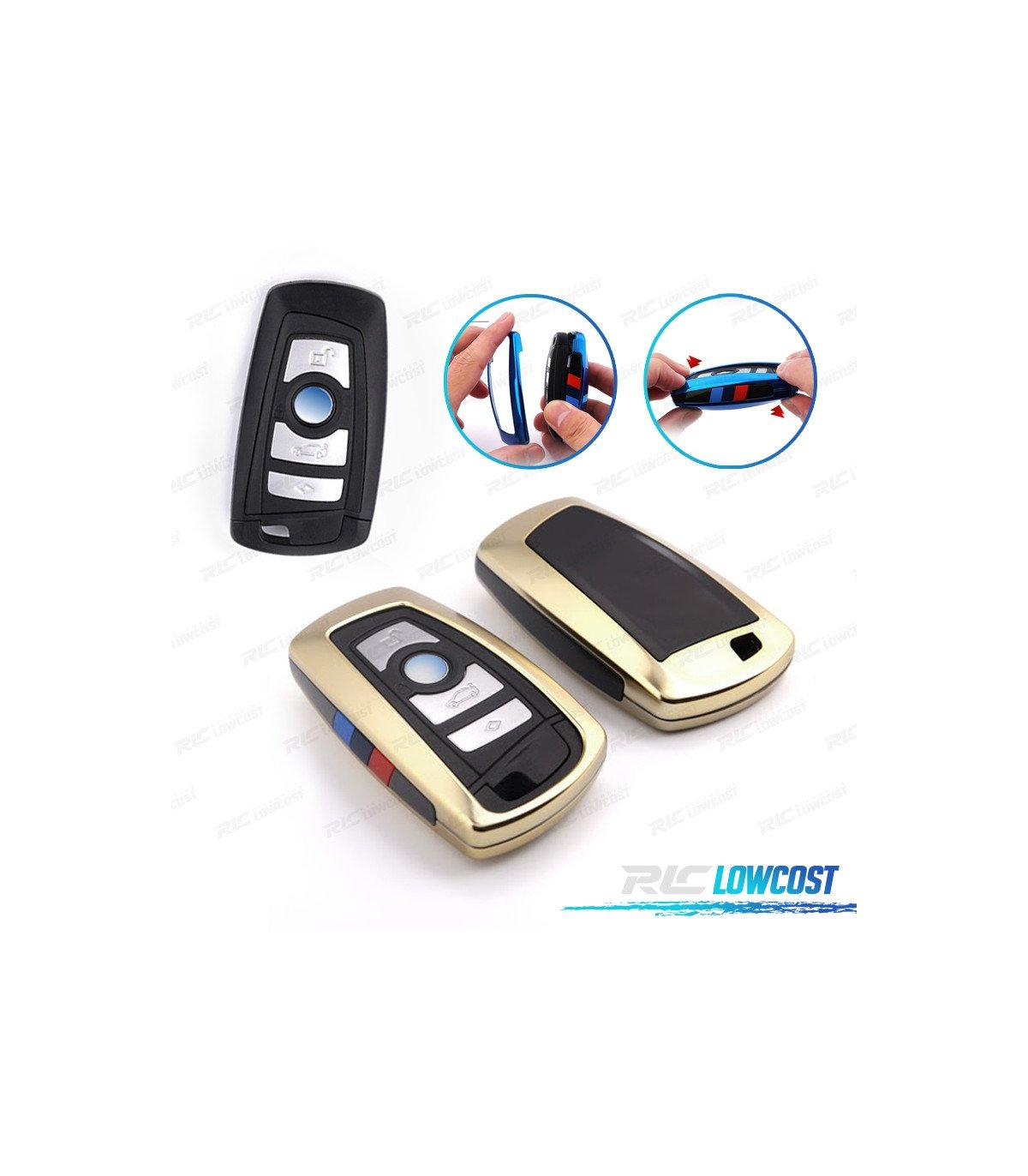 FUNDA CARCASA LLAVE PARA BMW CUADRADA EN DORADO